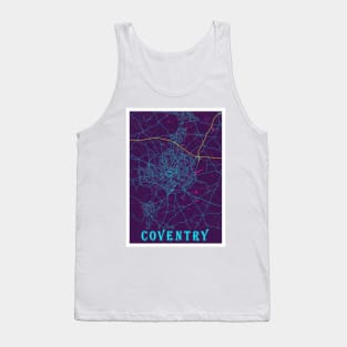 Coventry Neon City Map, Coventry Minimalist City Map Art Print Tank Top